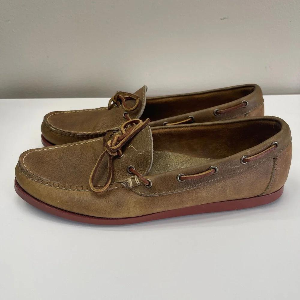 Allen Edmonds Northland Boat Shoes Mens 11 D Brown Leather Slip On Loafer Mocs